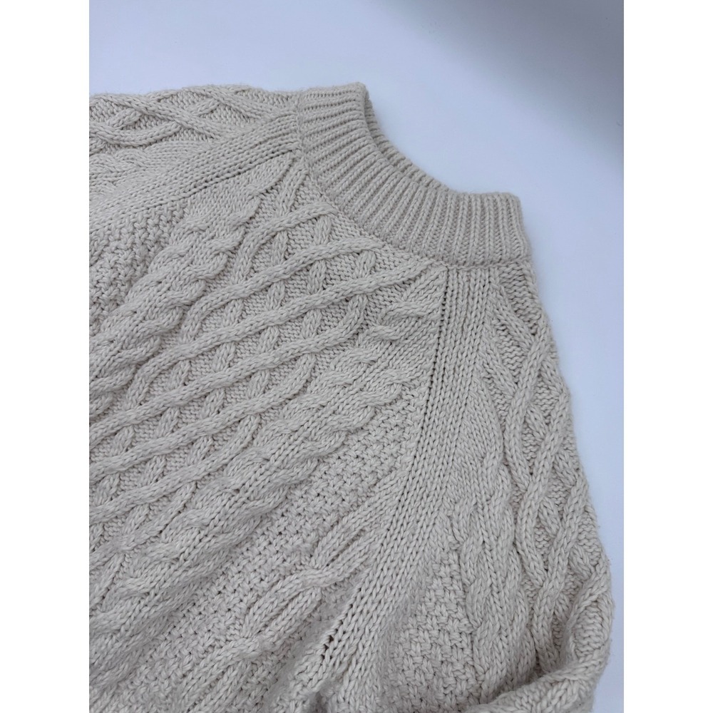 Cable Knit Chunky Sweater Cozy Fishermancore Cottage Neutral